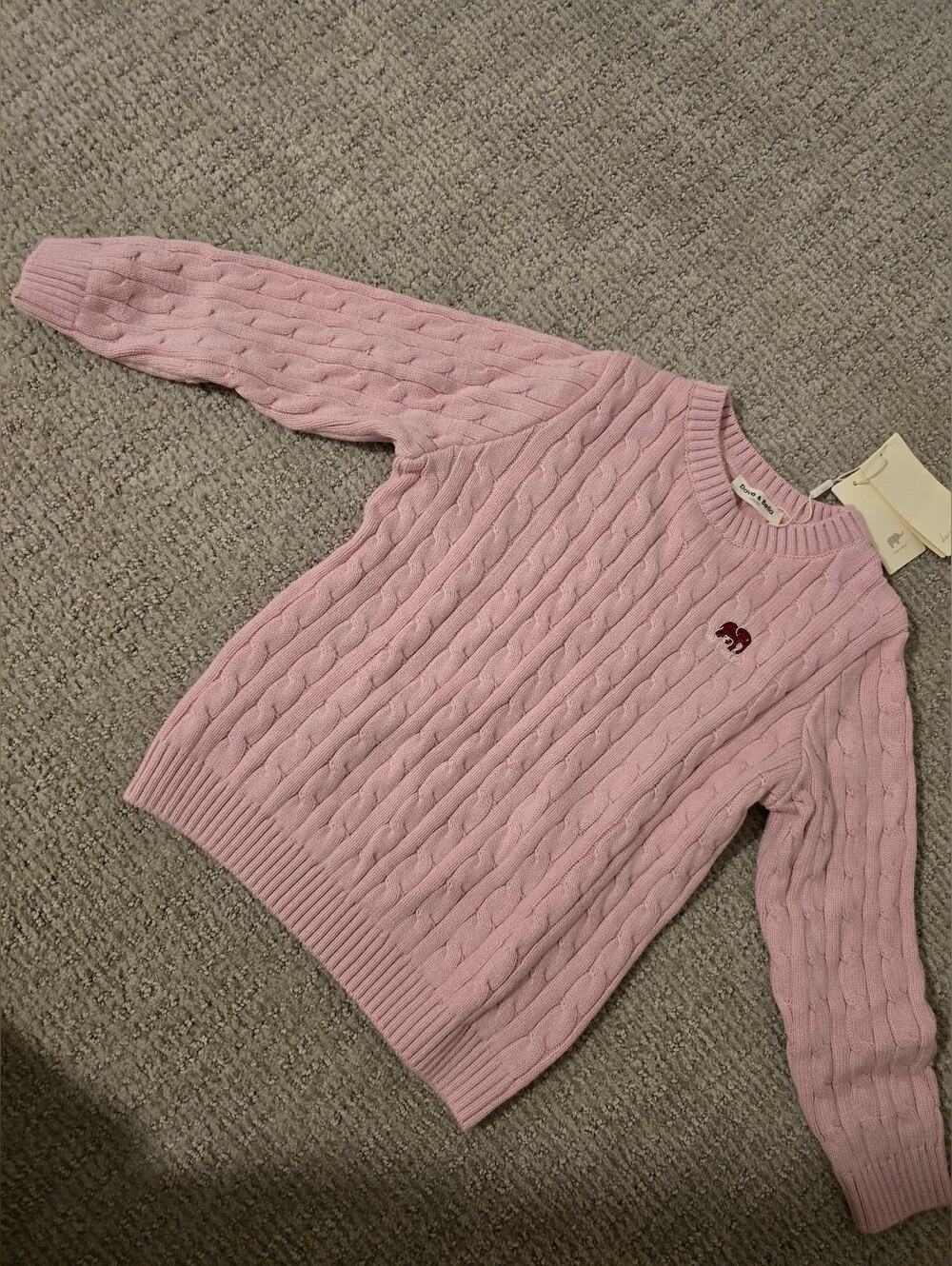 New Cable Knit Crewneck Sweater - Pink